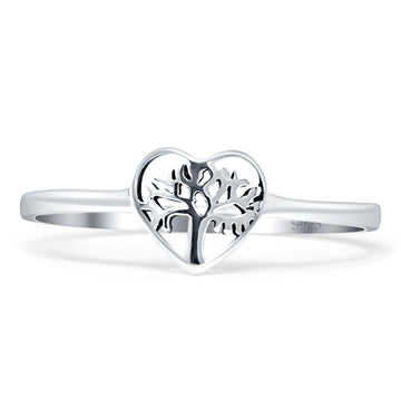 Minimalist 8mm Heart Shaped Tree OF Life Ring 925 Sterling Silver Wholesale